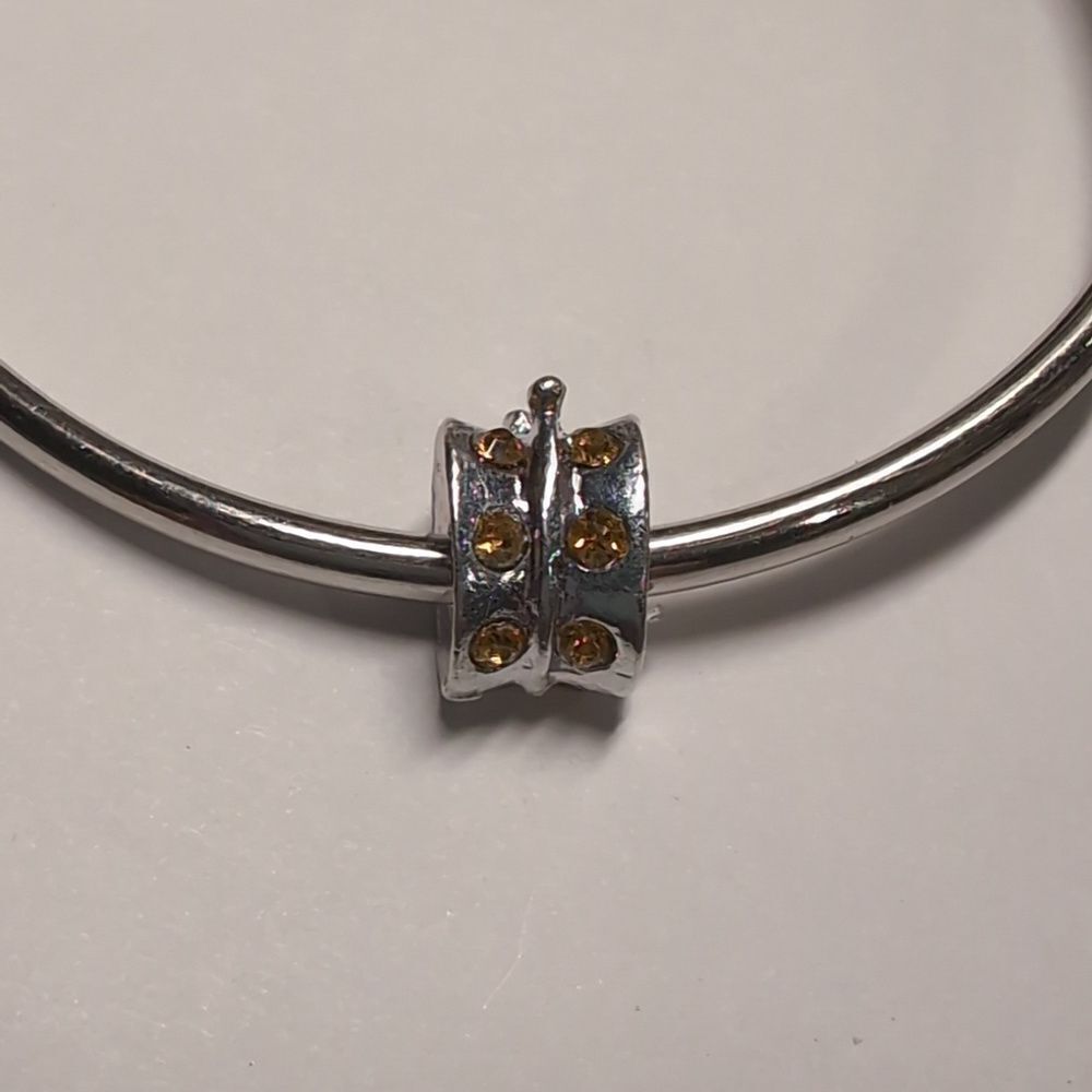 Silver with Yellow Rhinestones Butterfly Charm for Pandora‎ Style Bracelet